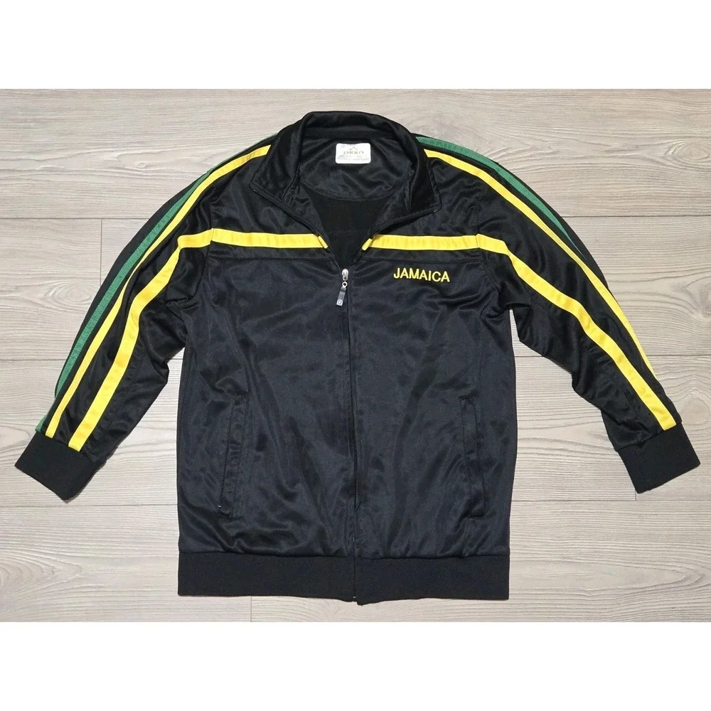 Jamaica Jacket Boys Youth 14-16 Black Full Zip Track Pockets Orro Sportsgear